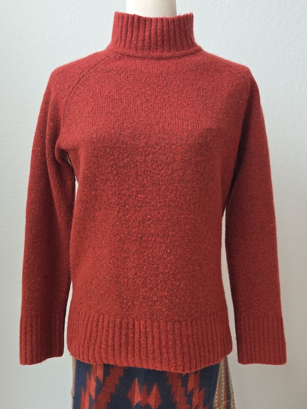 H&M Burnt Pumpkin Orange Turtleneck Wool Blend Knit Sweater Fall Crunchy Warm
